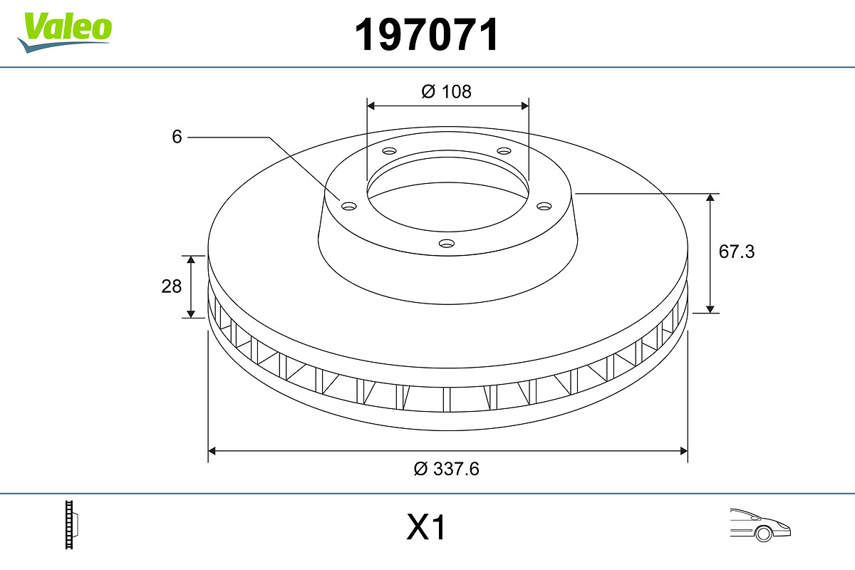VALEO 197071 Bromsskiva